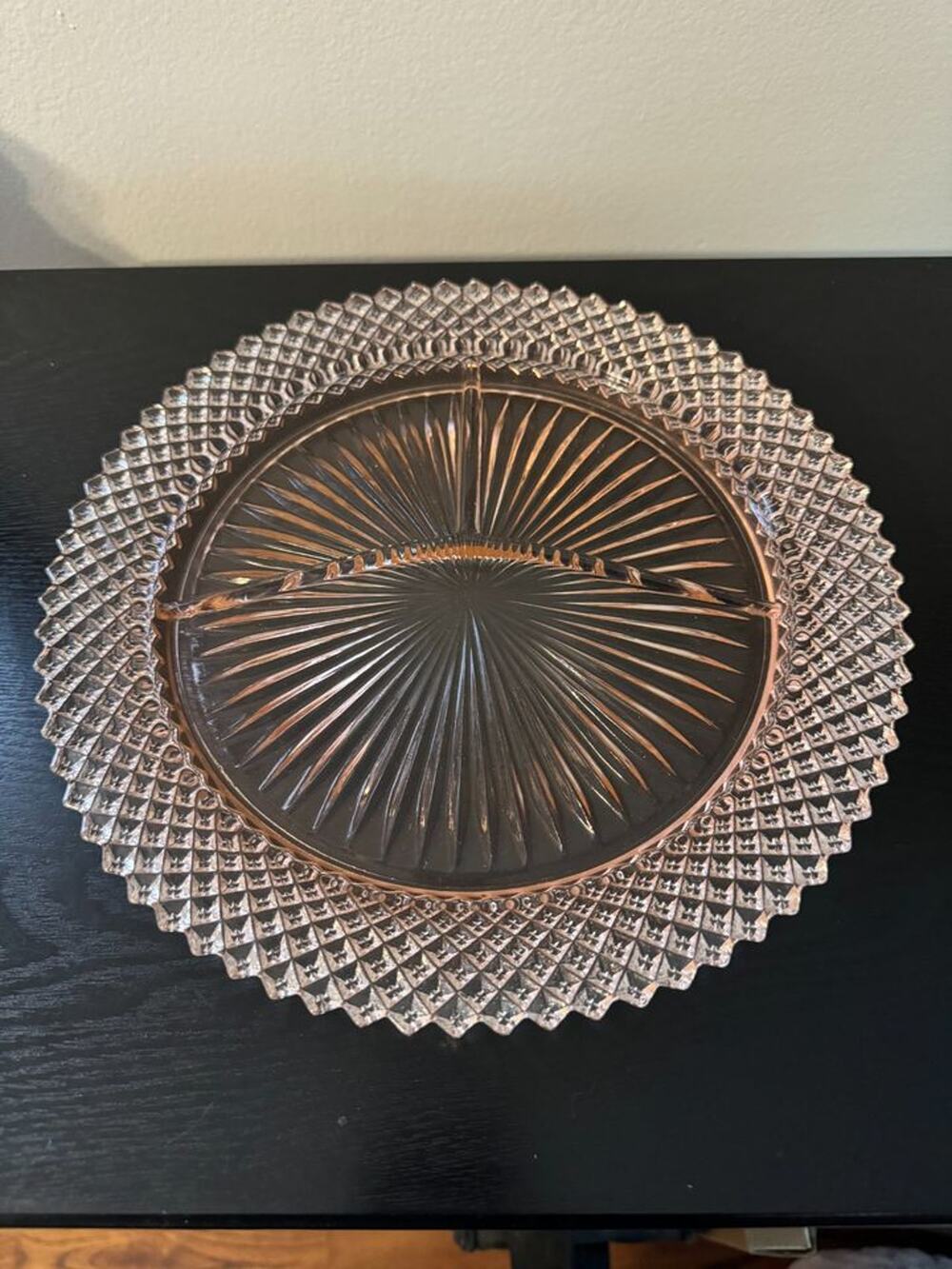 Vintage Anchor Hocking Miss America Pink Divided Grill Plate